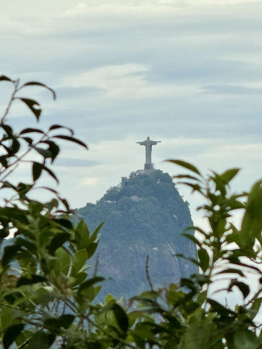 Cristo Redentor entre folhas